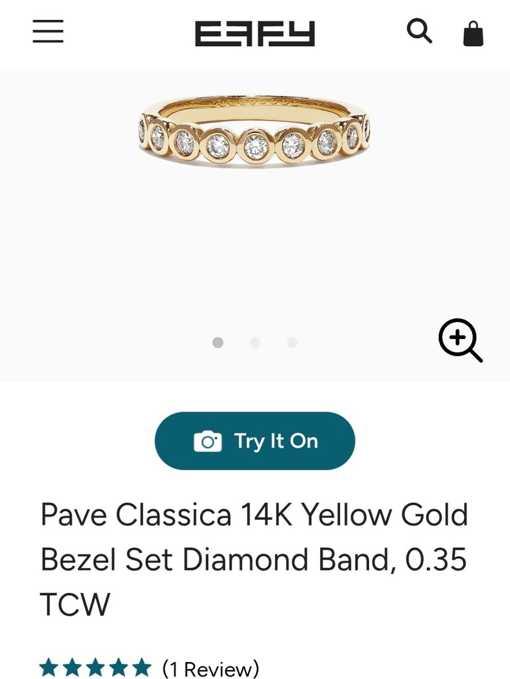 EFFY 14K WHITE GOLD BEZEL SET DIAMOND BAND RING SIZE 7 Bubbles - Picture 11 of 12